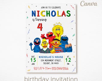 Printable kids birthday invitation, 1st editable invitation, first birthday party invite, second birthday party digital template