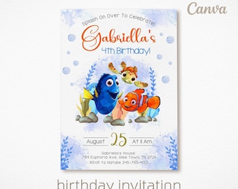 Printable Boy Birthday Invitation | nemo birthday invite | editable invitation | Instant Download | ocean birthday party