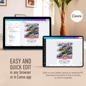 May include: A digital mockup of a customizable birthday invitation template for a NASCAR themed party. The template features a photo of a race car with the number 24 and the name "Brandon" in bold text. The text "Oct 18" is also included on the template.