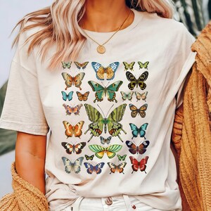 Vintage Butterfly & Moth TShirt, Cottagecore Aesthetic Comfort Colors Shirt, Gift For Her, Nature Lover Tee, Boho Clothing, Botanical Outfit