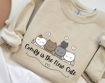 Cat Sweatshirt, Cat Clothing Comfy Sweater, Autumn Holiday Sweatshirt Gift for Mom, gifts for sister, Cozy Comfy Sweater, Women Fall Sweater