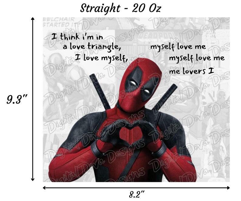 Deadpool Tumbler Wrap PNG: 20oz Skinny Tumbler Sublimation Design ...