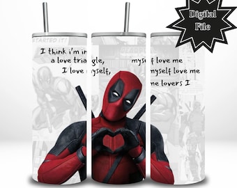 Deadpool Tumbler Wrap PNG: 20oz Skinny Tumbler Sublimation Design (Digital Download