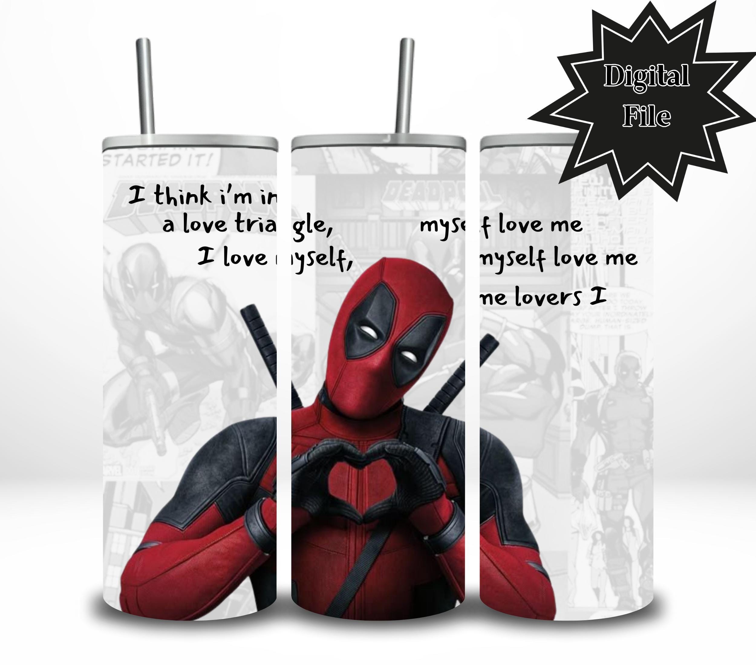 Deadpool Tumbler Wrap PNG: 20oz Skinny Tumbler Sublimation Design ...