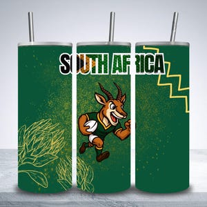 Envolturas para vasos de rugby sudafricanos / Springboks / Vaso delgado de 20 oz PNG / Descarga digital