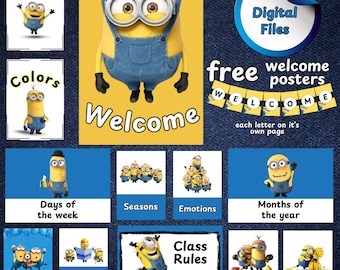 Minion-Themed Classroom Posters | Alphabet, Numbers, Phonics, Shapes, Emotions, and More | Digital PDF for Print
