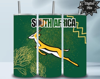 South African Rugby Tumbler Wraps | Springboks | 20oz Skinny Tumbler PNG | Digital Download