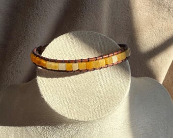 Yellow Jade Wrap Bracelet  Good Luck Good  Fortune Natural Talisman