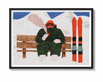 Vintage Skiing Painting