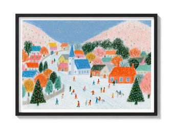 Christmas Village Painting