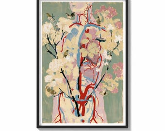 Anatomy Wall Art Print Floral Torso Painting | Botanical Medical Decor | Surreal Anatomy Poster | Artistic Wall Art