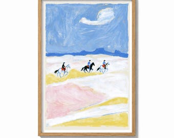 Southwestern Wall Art Print Desert Riders Painting | Vintage Western Decor | New Mexico Poster | Painterly Cowboy Art