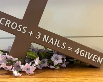 3Dプリントの十字架 - 「十字架1本 + 釘3本 = 4つの意味」 - インスピレーションあふれるキリスト教のホームデコレーション - イースターデコレーション