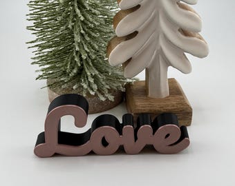 ツートンカラーのラブサイン | モダンなホームデコレーション | カスタムカラーのシェルフサイン | 複数のサイズ