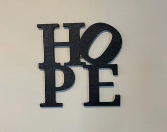 3DプリントHOPEウォールアート - モダンなスクエアデザイン、彫刻、サイン