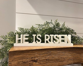 3Dプリント「彼は復活した」イースターサイン、卓上装飾