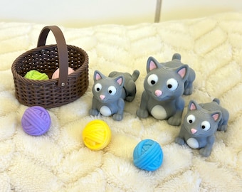3Dプリントされた関節式子猫ファミリー | フィジェットトイコレクションセット