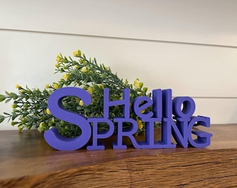 こんにちは春 3Dプリントサイン – 陽気な季節の装飾、彫刻、イースター、