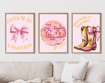 Impresión de arte mural de la Universidad de Tennessee en rosa y naranja