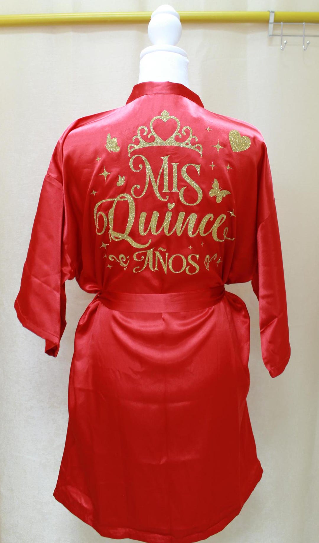 Red Quinceanera Robe With Gold Glitter Design - Etsy
