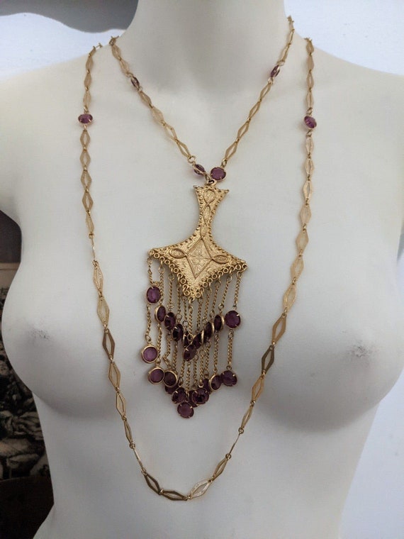 Vintage 1970 Necklace Goldette Egypt Style Gold To