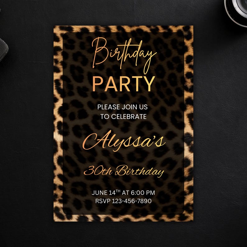 Editable Leopard Print Birthday Invitation Template | Digital Birthday ...