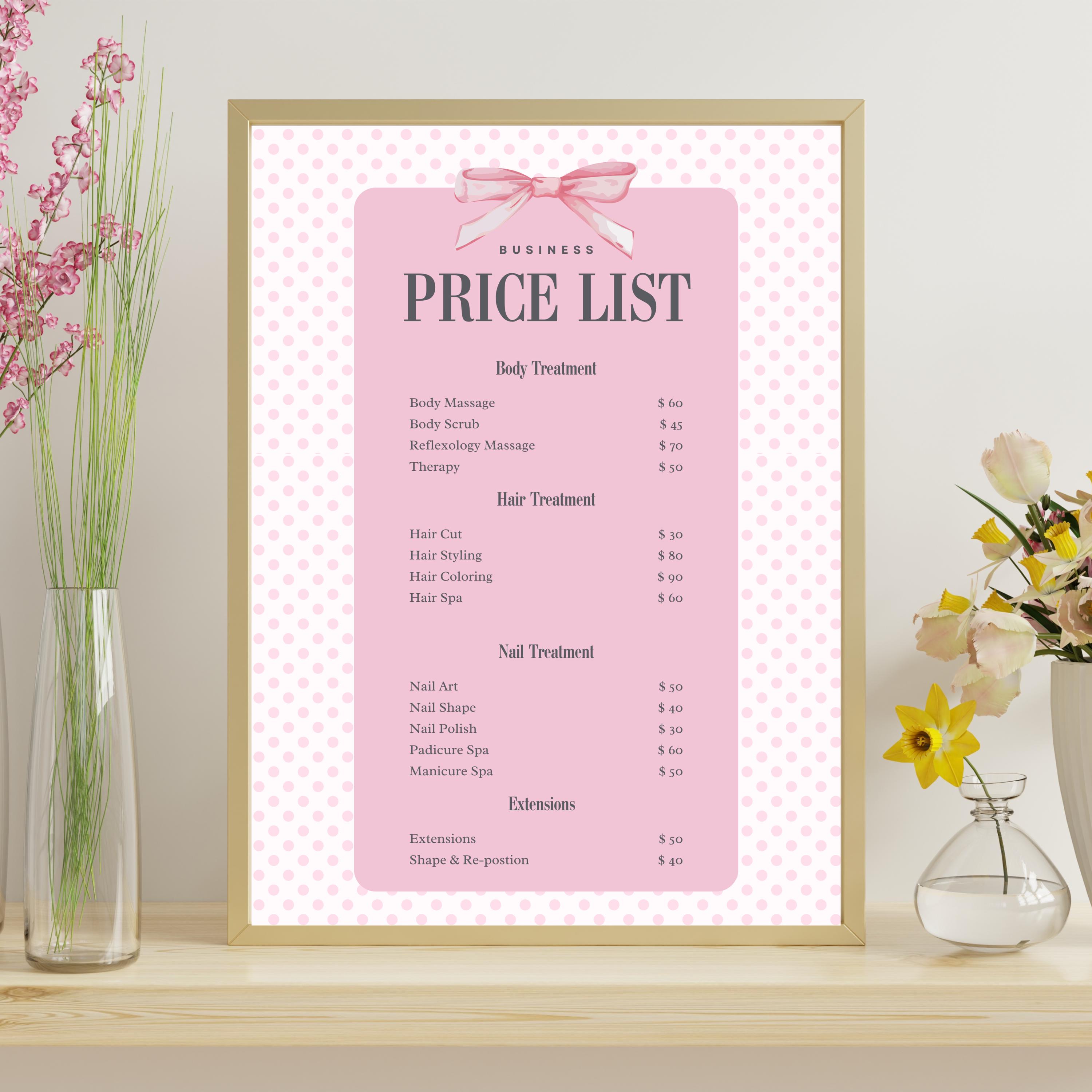 Editable Price List Template for Small Business Owners | Modern ...