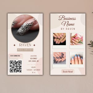 Blush Minimalist Nail Tech Business Cards | Custom Business Card Template for Salon Owners & Beauty Professionals | Small Business Branding
