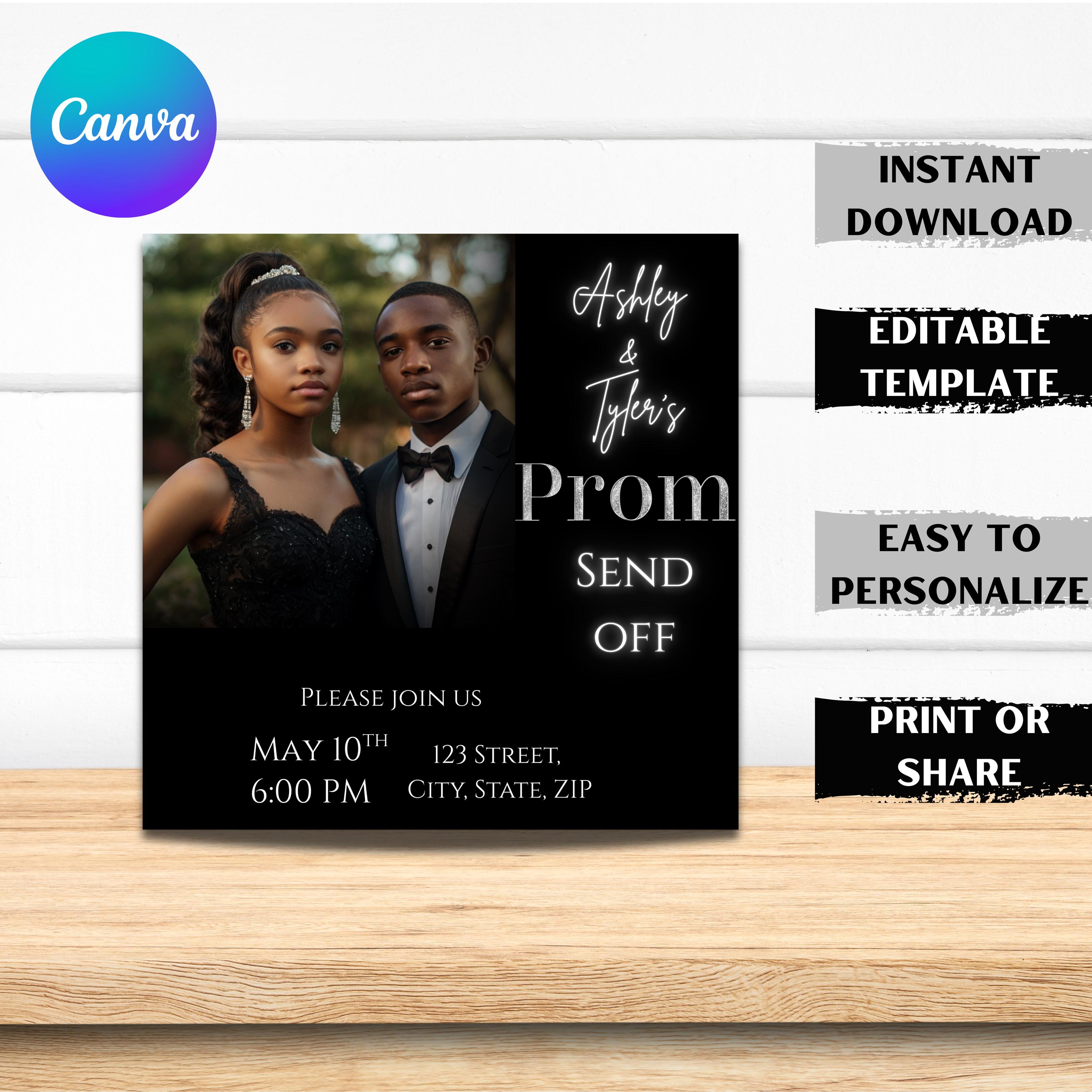 Prom Send-off Invitation Template • Editable in Canva • Digital Prom ...