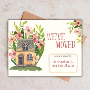 Modèle de carte postale de faire-part Déménagement - Design sur toile modifiable avec 2 mises en page + carte vierge en bonus - Carte de changement d'adresse imprimable