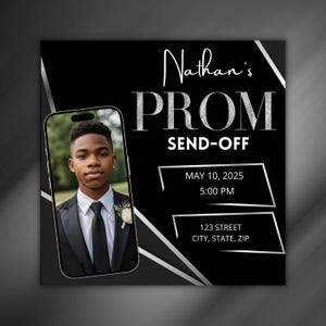 Prom Send Off Flyer Template | Editable DIY Canva Design for Prom Send Off Event | Instant Download Prom Party Flyer