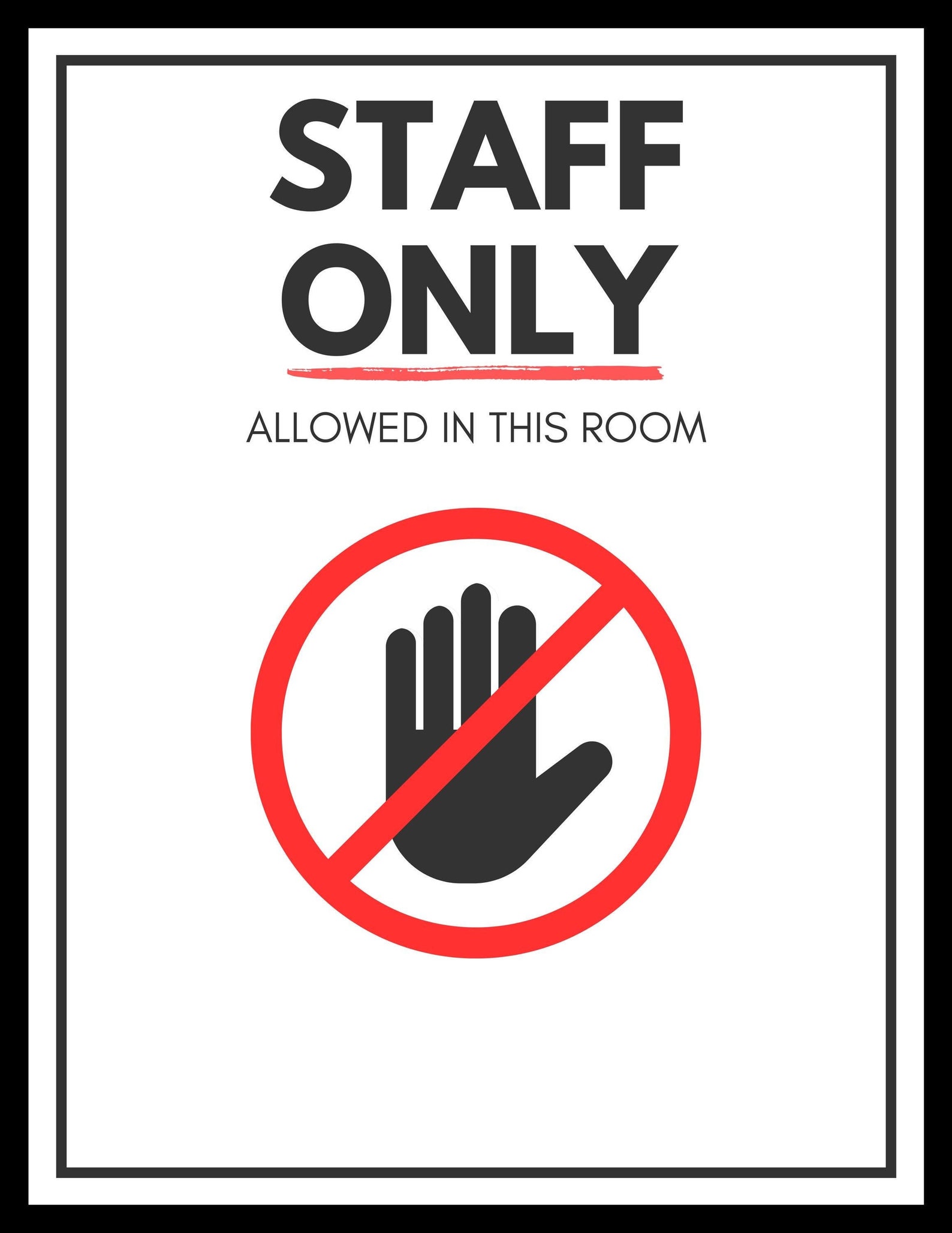Printable Staff Only Sign Instant Download PDF A4 & US Letter Sizes