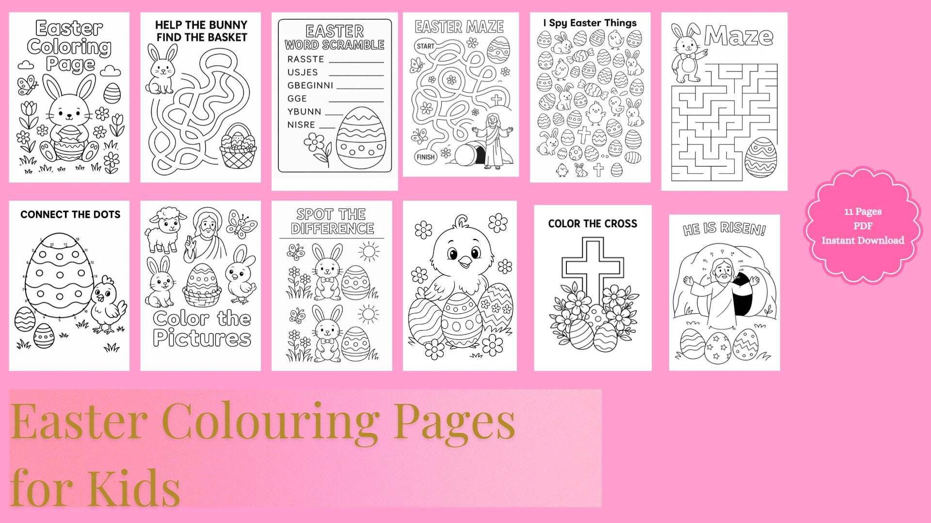 Easter Coloring Pages for Kids – Printable Easter Activity Pack – Cute ...