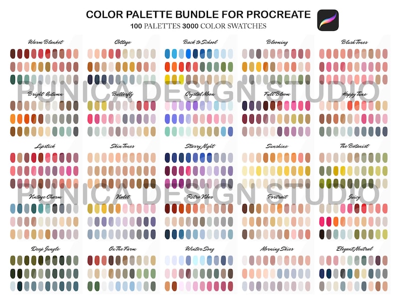 Procreate Color Palette Bundle, 3000 Color Swatches (Digital Download) image 4