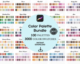 Procreate Farbpaletten-Bundle | 3000 Swatches, moderne Farben Digitaler Download