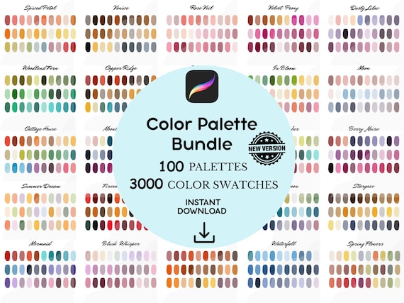 Procreate Color Palette Bundle | 3000 Swatches, Modern Colors (Digital Download)