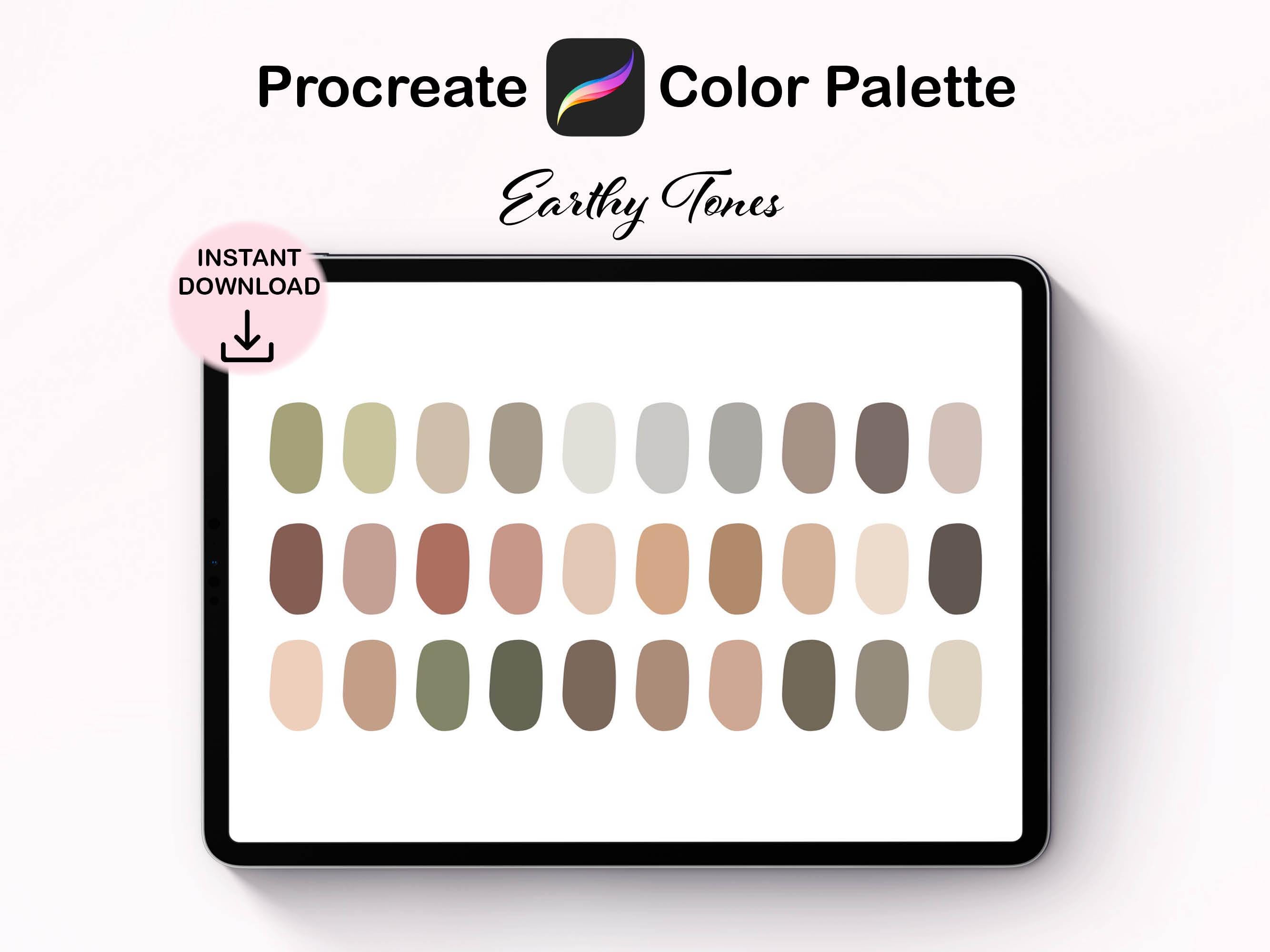 Pacote de paletas de cores Boho para Procreate – 30 amostras selecionadas para pincéis do Procreate e arte digital