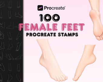 100 Weibliche Füße Procreate Stempel, Fuß-Pose-Referenz, Weibliche Fuß-Anatomie-Bürsten, Körperzeichnung