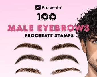 100 männliche Augenbrauen Procreate Stempel - Realistischer Referenzstempel