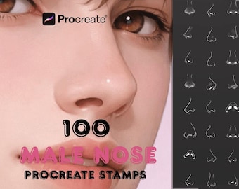 100 Male Nose Procreate Stempel - Portraitzeichnung, Character Design Referenz