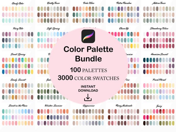 Procreate Color Palette Bundle, 3000 Color Swatches (Digital Download)