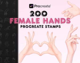 200 Weibliche Handstempel Procreate, Pose Pinsel, Zeichnung Referenz Paket