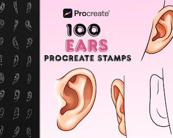 100 Ohr Procreate Stempel - Portrait Zeichnung, Charakter Design, Gesichtsanatomie (Digitaler Download)