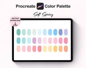 Paleta pastelowych kolorów do Procreate: zestaw 30 próbek (do pobrania w wersji cyfrowej)