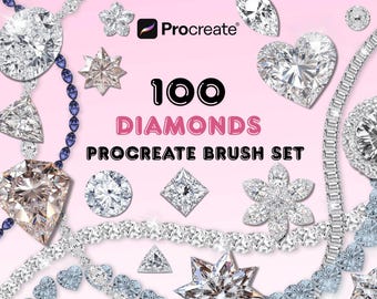 100 Diamant Procreate Pinsel - Realistischer Edelstein, Glitzereffekte