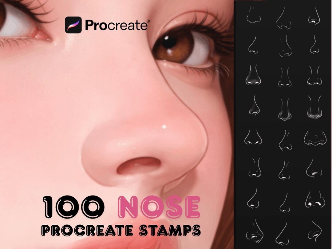 Procreate Nose 100 Female Nose Procreate Stamps – Nose Reference Brush Set for ...