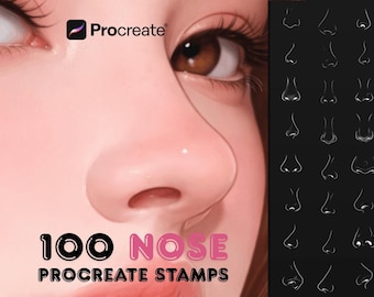 100 Weibliche Nase Procreate Stempel - Nasen-Referenzpinsel-Set für Porträtzeichnung - Charakterdesign