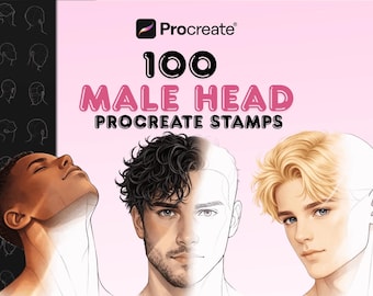 100 Männerkopf Procreate Stempel - Portrait Zeichnung, Character Design Referenz