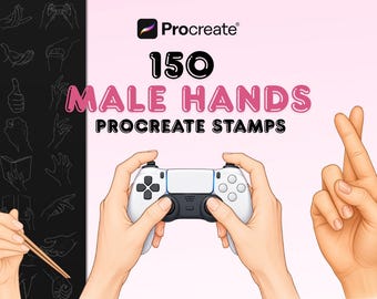 150 Male Hand Pose Stamps for Procreate | Realistic Anatomy Brush Set (Digital Download)