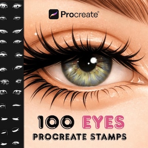 100 Eyes Procreate-stämplar | Ögonpenslar för kvinnor, ögonreferensset för digital konst